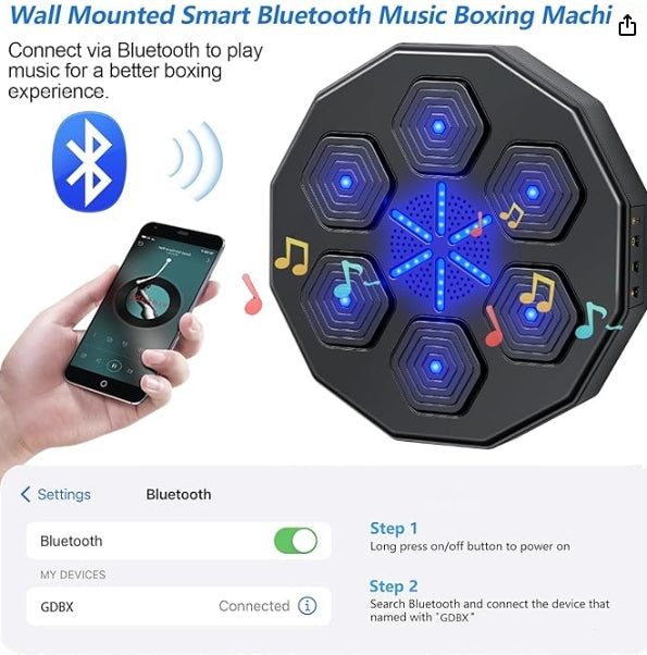 Music Boxing Machine with Boxing Gloves, Wall Mounted Smart Bluetooth Music Boxing Trainer, Electronic Boxing Target Workout Punching Equipment for Home, Indoor and Gym one punch boxing machine punchingboard boxingboard musicboxingmachine