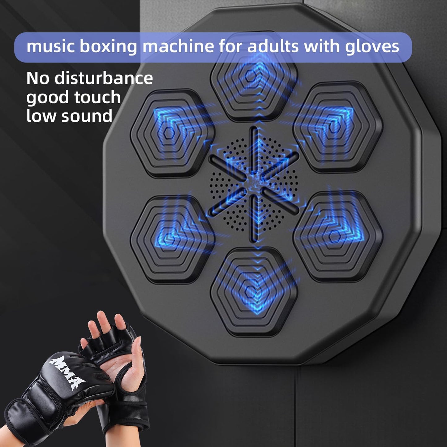 Music Boxing Machine with Boxing Gloves, Wall Mounted Smart Bluetooth Music Boxing Trainer, Electronic Boxing Target Workout Punching Equipment for Home, Indoor and Gym one punch boxing machine punchingboard boxingboard musicboxingmachine