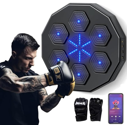 Music Boxing Machine with Boxing Gloves, Wall Mounted Smart Bluetooth Music Boxing Trainer, Electronic Boxing Target Workout Punching Equipment for Home, Indoor and Gym one punch boxing machine punchingboard boxingboard musicboxingmachine